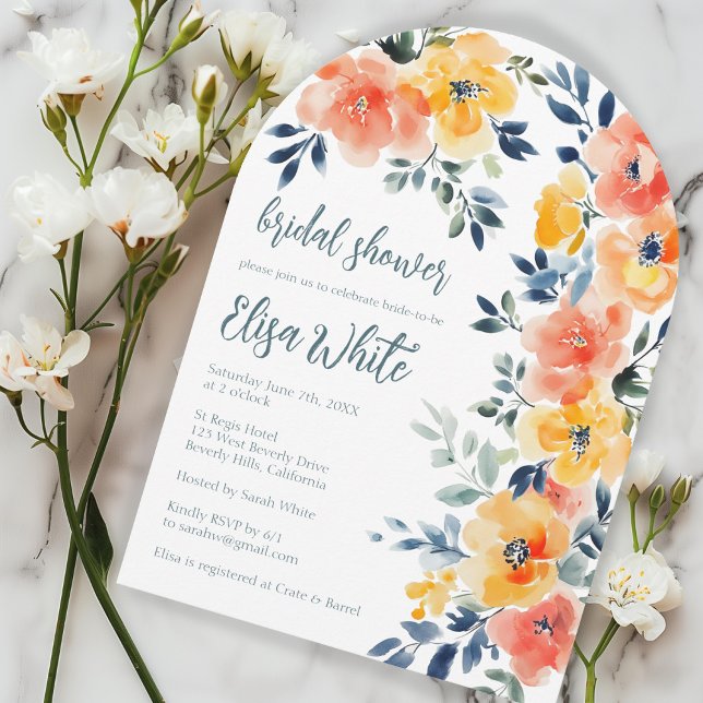 Invitation Aquarelle Fête des mariées florale Arche PERSONNAL (Watercolor Floral Bridal Shower CUSTOM Arch Invitation
)