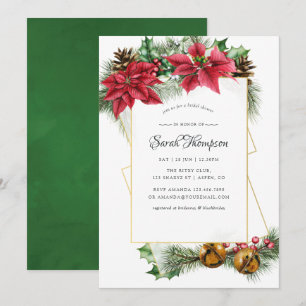 Invitation Aquarelle Fête des mariées géométrique de Noël