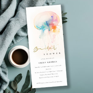 Invitation Aquarelle Fête des mariées méduse sous-marine