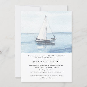 Invitation Aquarelle Fête des mariées nautique