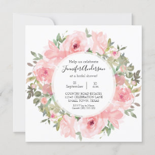 Invitation Aquarelle Fête des mariées rose pâle