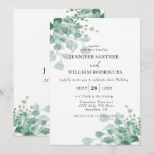 Aquarelle feuillage floral eucalyptus vert mariage