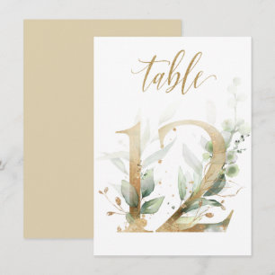 Invitation Aquarelle Feuillage vert et or, tableau 12