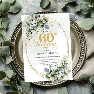 Invitation aquarelle feuille botanique 60e anniver