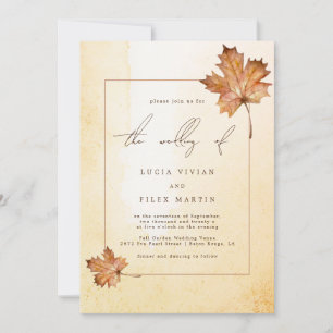 Invitation Aquarelle Feuille d'érable d'automne Photo Code QR