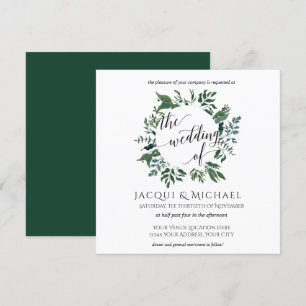 Invitation Aquarelle Feuille Mariage de la forêt   CARRÉ