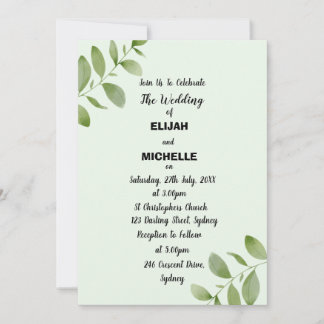 Invitation Aquarelle Feuille rustique