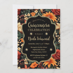 Invitation Aquarelle Feuilles d'automne orange marron Quincea