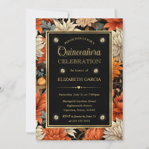 Invitation Aquarelle Feuilles d'automne orange marron Quincea