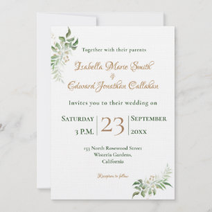 Invitation Aquarelle Feuilles de Monstera Vert Tropical Maria