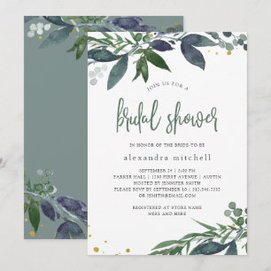 Invitation Aquarelle feuillue FÊTE DES MARIÉES
