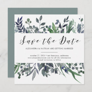 Invitation Aquarelle feuillue   Mariage Enregistrer la date