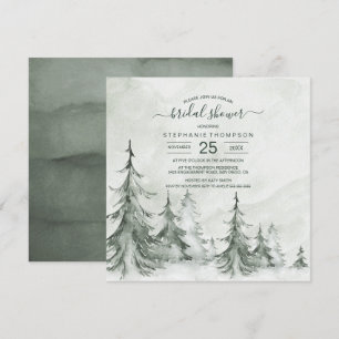 Invitation Aquarelle Fir Trees Mariage d'hiver