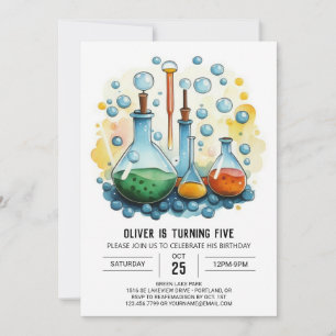 Invitation Aquarelle Flacon scientifique masqué Anniversaire