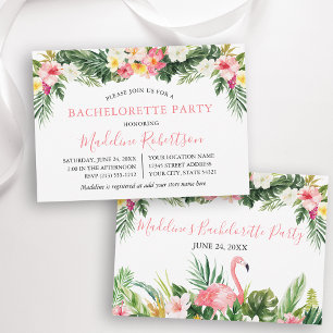 Invitation Aquarelle Flamant rose floral tropical