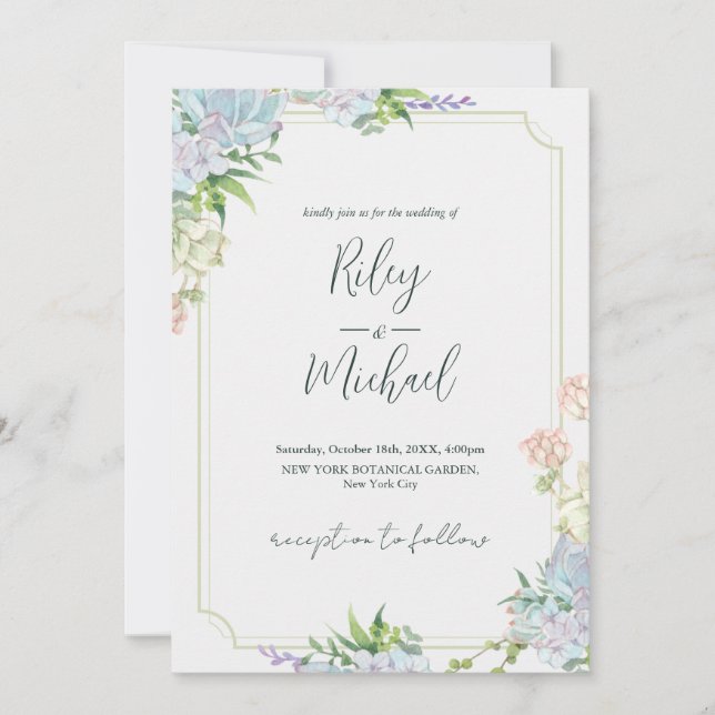 Invitation Aquarelle Fleur Bleue Rustique & Botanique   (Devant)