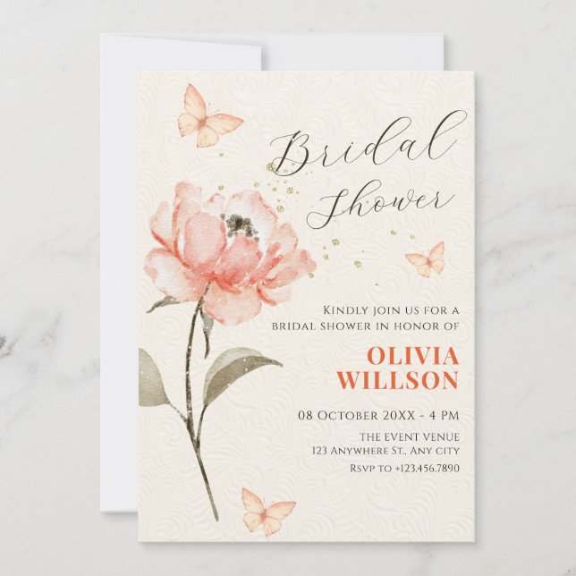 Invitation Aquarelle fleur floraison esthétique douche nuptia (Devant)