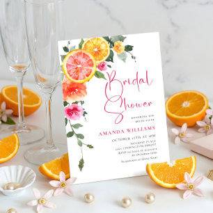 Invitation Aquarelle Fleur Rose Orange Clair Shower de Mariag