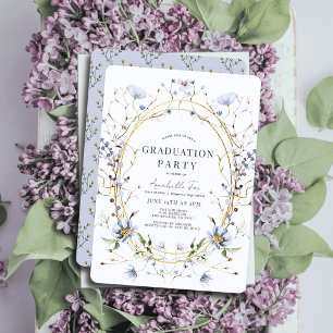 Invitation Aquarelle Fleur sauvage bleue