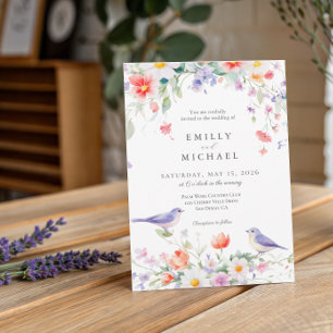 Invitation Aquarelle fleur sauvage Botanique Printemps Mariag
