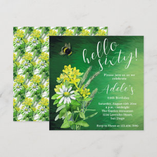 Invitation Aquarelle fleur sauvage de 60 ans