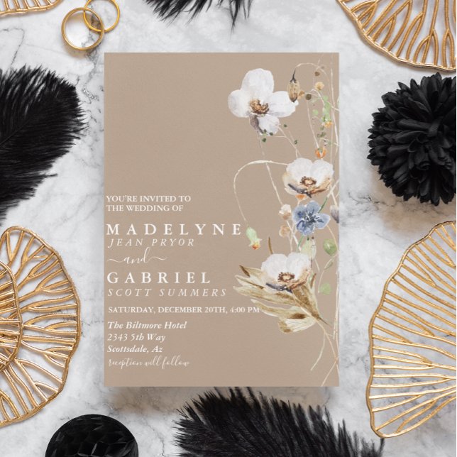 Invitation aquarelle Fleur sauvage de champ (Créateur téléchargé)