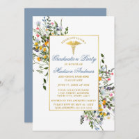 Aquarelle Fleur sauvage Dusty Blue Nurse Grad Part