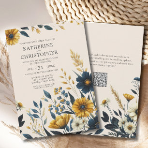 Invitation Aquarelle Fleur sauvage Élégante Mariage Florale B