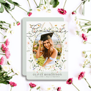 Invitation Aquarelle fleur sauvage Floral Photo Graduation
