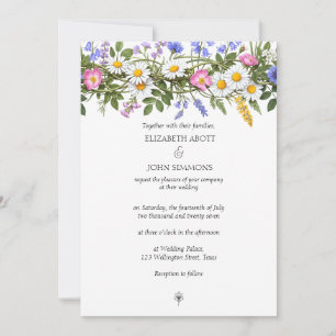 Invitation Aquarelle fleur sauvage Florale Mariage photo pers