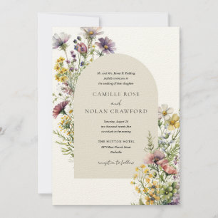 Invitation Aquarelle Fleur sauvage Jardin Arc Mariage Floral