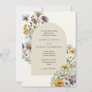 Invitation Aquarelle Fleur sauvage Jardin Arc Mariage Floral