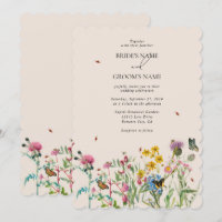 Aquarelle Fleur sauvage Jardin & Insectes Mariage