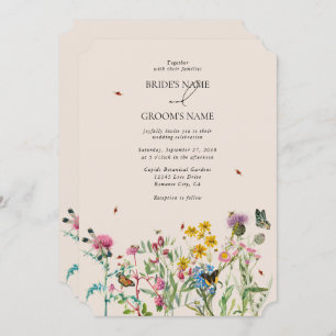 Invitation Aquarelle Fleur sauvage Jardin & Insectes Mariage 