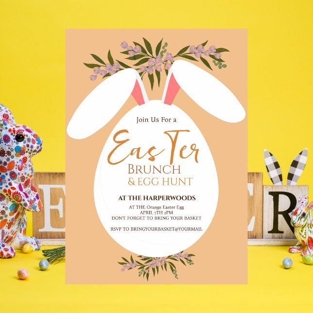 Invitation aquarelle fleurie chic brunch de pâques chasse aux (Créateur téléchargé)