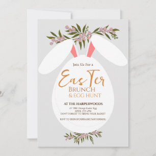 Invitation aquarelle fleurie chic brunch de pâques chasse aux