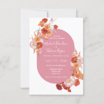 aquarelle fleurie orange rose mariage design