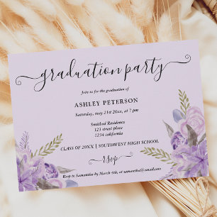 Invitation Aquarelle fleurie violet lavande graduée