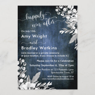 Invitation Aquarelle Fleurs Blanches Bleu Heureux À Tout Jama