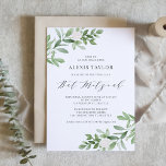 Invitation Aquarelle Fleurs blanches et Bat mitzvah de verdur<br><div class="desc">Famille Invitation et amis avec cette invitation fantaisiste de verdure. Cette invitation bat mitzvah présente des illustrations aquarelles de feuillage vert, de fleurs blanches et d'un motif de verdure assorti à l'écriture dorée. Personnalisez en ajoutant les noms, la date, l'heure, le lieu et d'autres détails de l'événement. Cette invitation est...</div>
