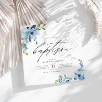 aquarelle fleurs bleu thème garçon baptême