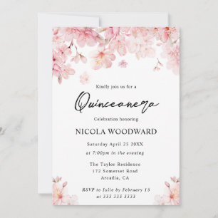 Invitation Aquarelle Fleurs de cerisier de printemps Quincean