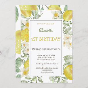 Invitation Aquarelle Fleurs de citrons Anniversaire