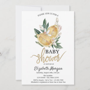 Invitation Aquarelle Fleurs de citrons Baby shower botanique