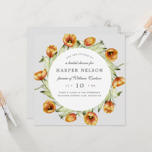 Invitation Aquarelle fleurs de ressort tulipes douche nuptial