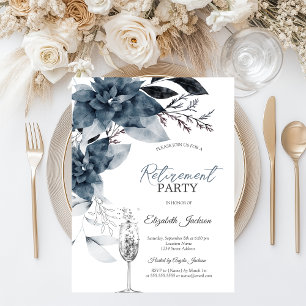 Invitation Aquarelle Fleurs d'hiver Champagne Retraite