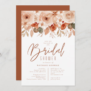 Invitation Aquarelle Fleurs en terre cuite Fête des mariées a