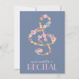 Invitation aquarelle fleurs musique treize clef