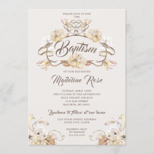 Invitation Aquarelle Fleurs naturelles séchées Baptême