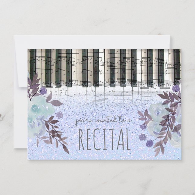 Invitation aquarelle fleurs récital de musique (Devant)